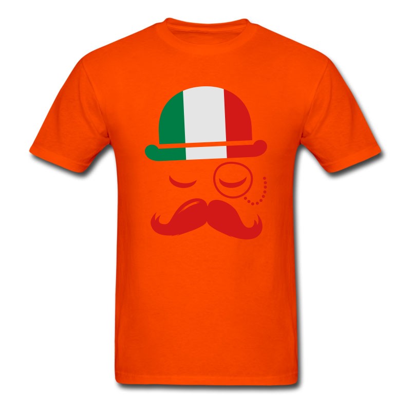 Men's Italian Nation Fashionable Vintage Iconic Gentleman With Flag And Moustache Olympics Sports Italy Country T-Shirt