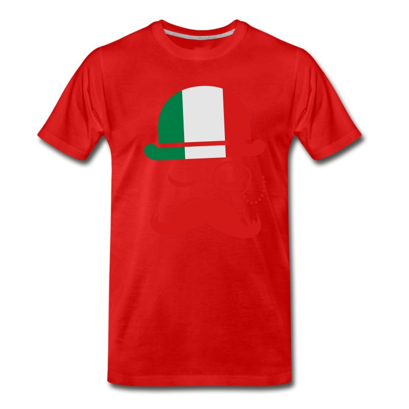 Men's Italian Nation Fashionable Vintage Iconic Gentleman With Flag And Moustache Olympics Sports Italy Country T-Shirt