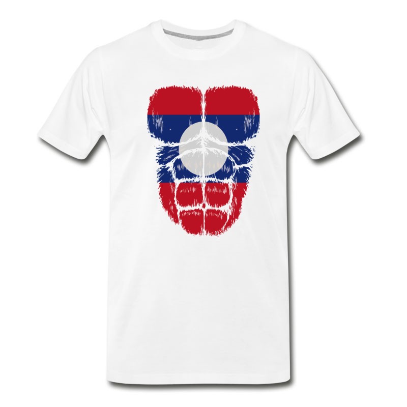 Men's Laos Flag Hulk Muscles T-Shirt