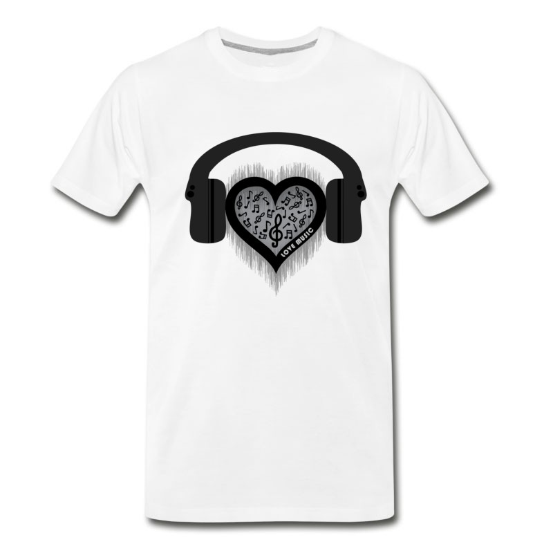 Men's Love Music Rhythm Heart Beat T-Shirt