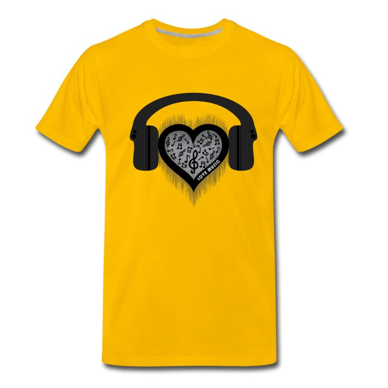 Men's Love Music Rhythm Heart Beat T-Shirt