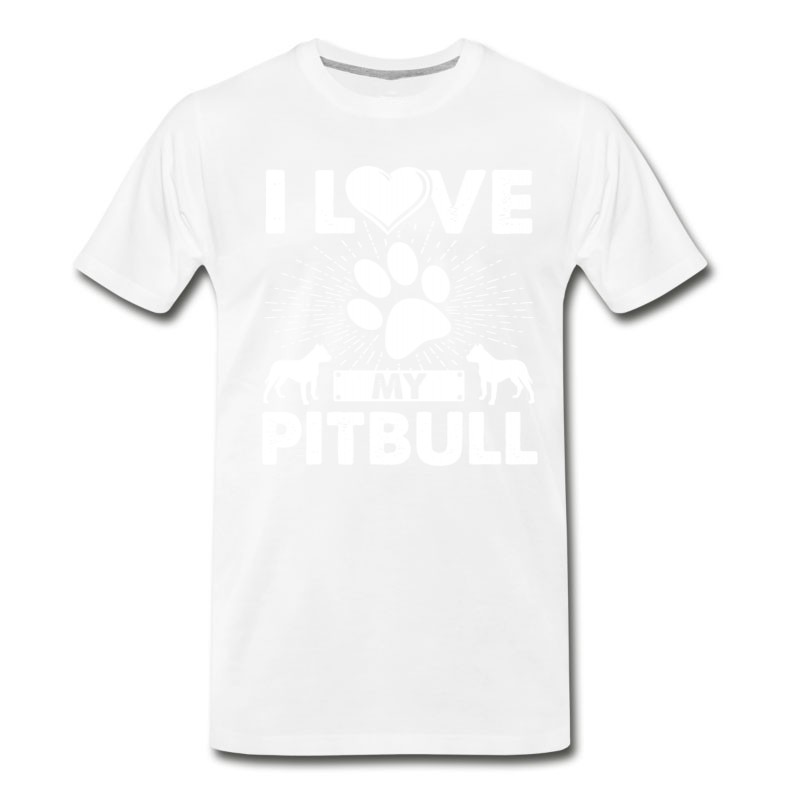 Men's Love My Pitbull Dog Puppies T-shirt Pitbull Tee T-Shirt