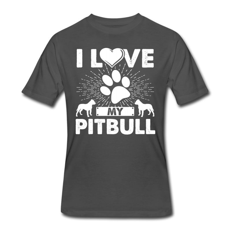 Men's Love My Pitbull Dog Puppies T-shirt Pitbull Tee T-Shirt