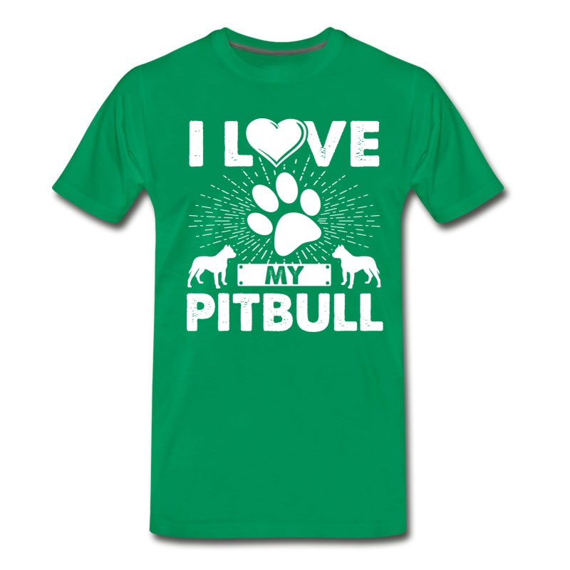 Men's Love My Pitbull Dog Puppies T-shirt Pitbull Tee T-Shirt