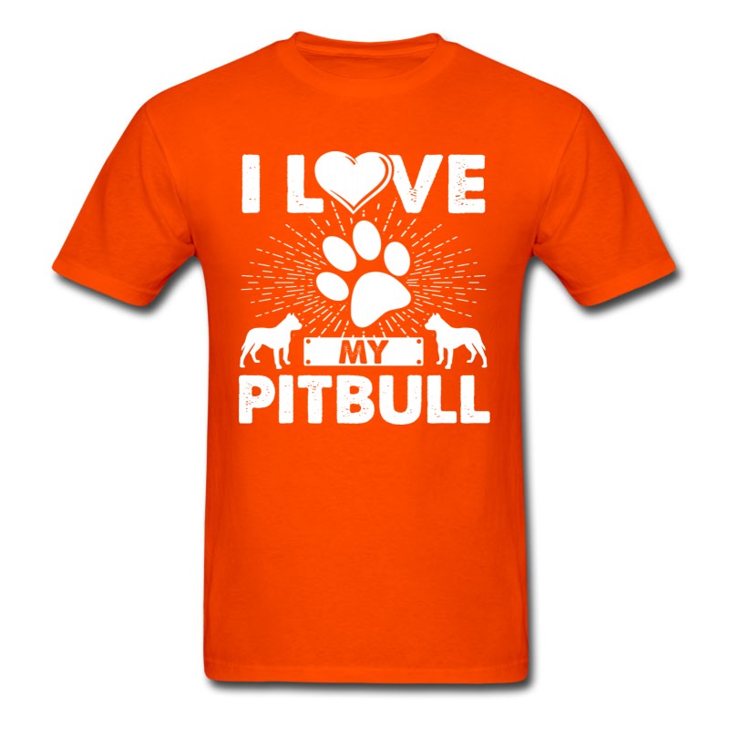 Men's Love My Pitbull Dog Puppies T-shirt Pitbull Tee T-Shirt