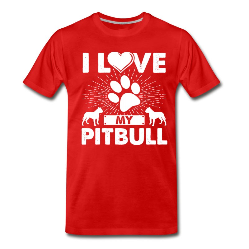 Men's Love My Pitbull Dog Puppies T-shirt Pitbull Tee T-Shirt