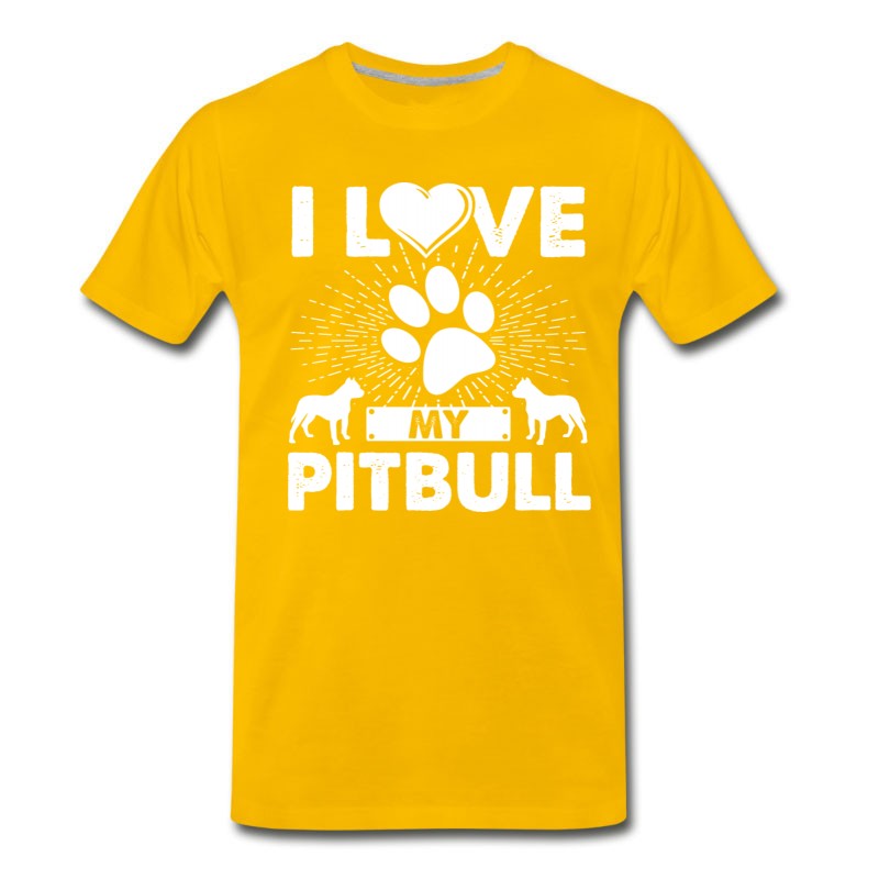 Men's Love My Pitbull Dog Puppies T-shirt Pitbull Tee T-Shirt