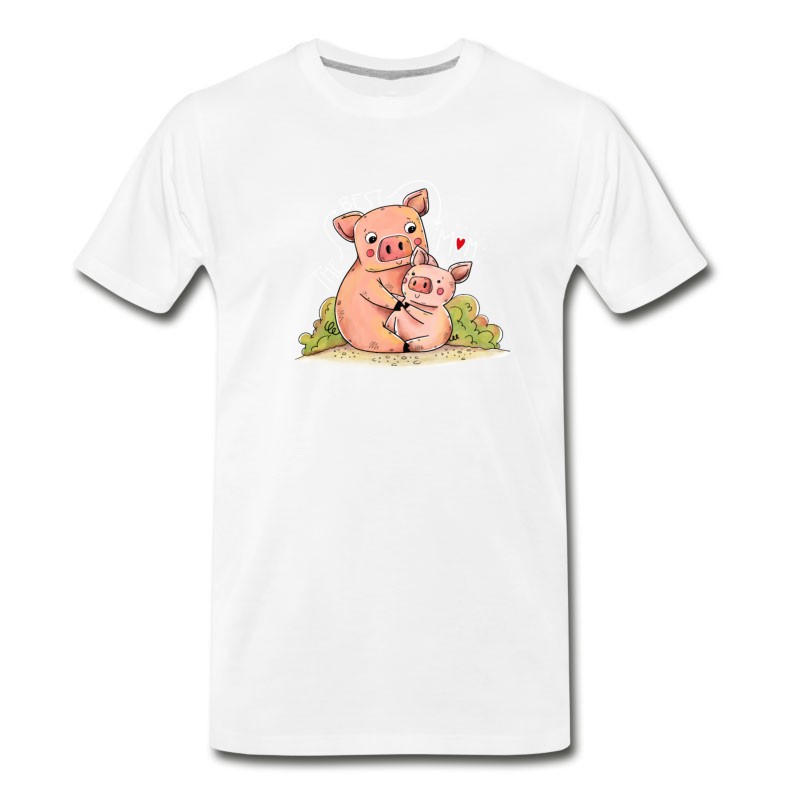 Men's Mama Piggy And Baby Pig Cute Mothers Day Design T-Shirt