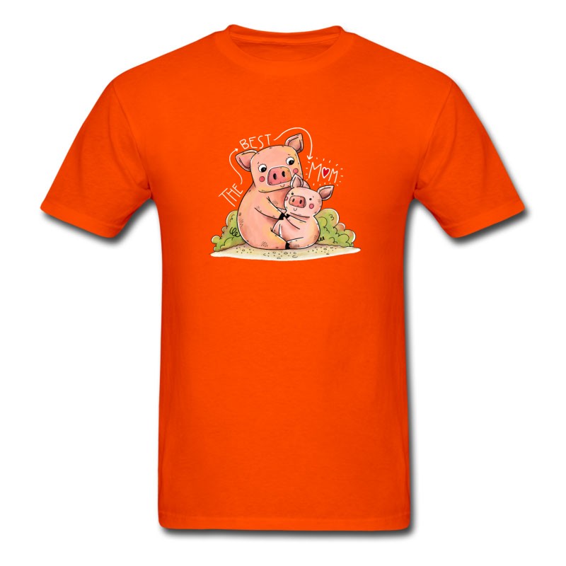 Men's Mama Piggy And Baby Pig Cute Mothers Day Design T-Shirt