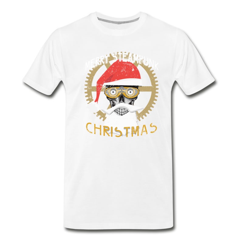 Men's Merry Steampunk Christmas Clothing Skull T-Shirt