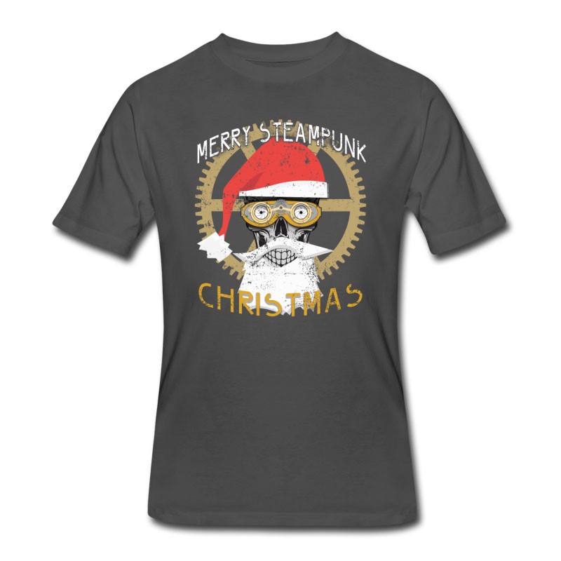 Men's Merry Steampunk Christmas Clothing Skull T-Shirt