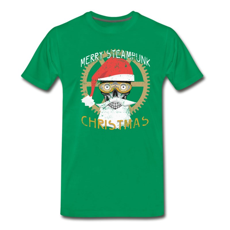 Men's Merry Steampunk Christmas Clothing Skull T-Shirt