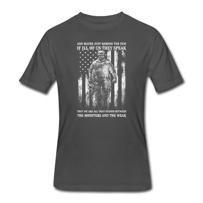 Men's Military Veteran - Stands Between Monster And Weak T-Shirt