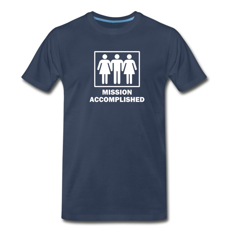 Men's Mission Acomplished Threesome Funny T-Shirt