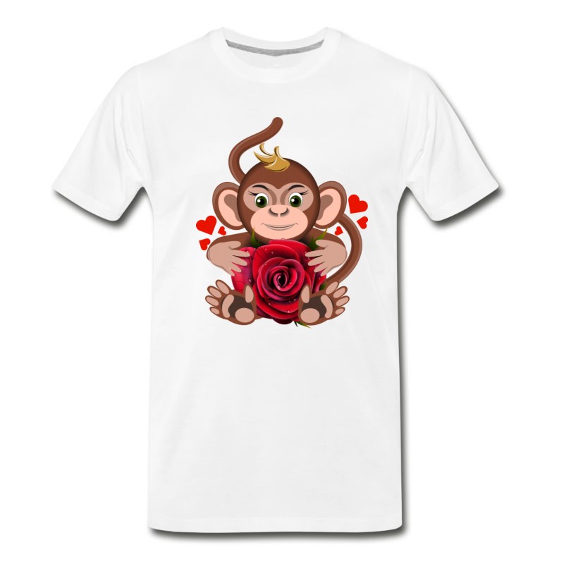 Men's Monkey-Valentine-s-Day-rose-flower-animal-love T-Shirt