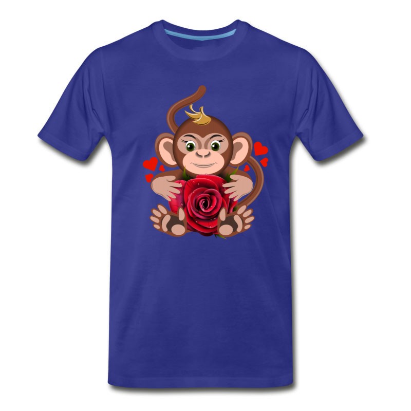 Men's Monkey-Valentine-s-Day-rose-flower-animal-love T-Shirt