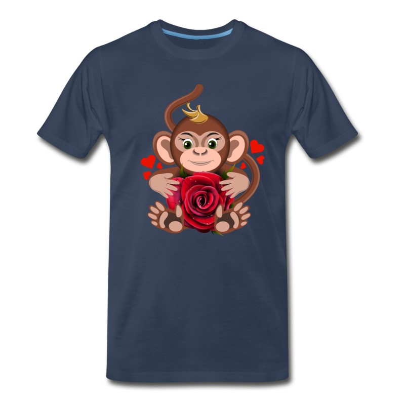 Men's Monkey-Valentine-s-Day-rose-flower-animal-love T-Shirt