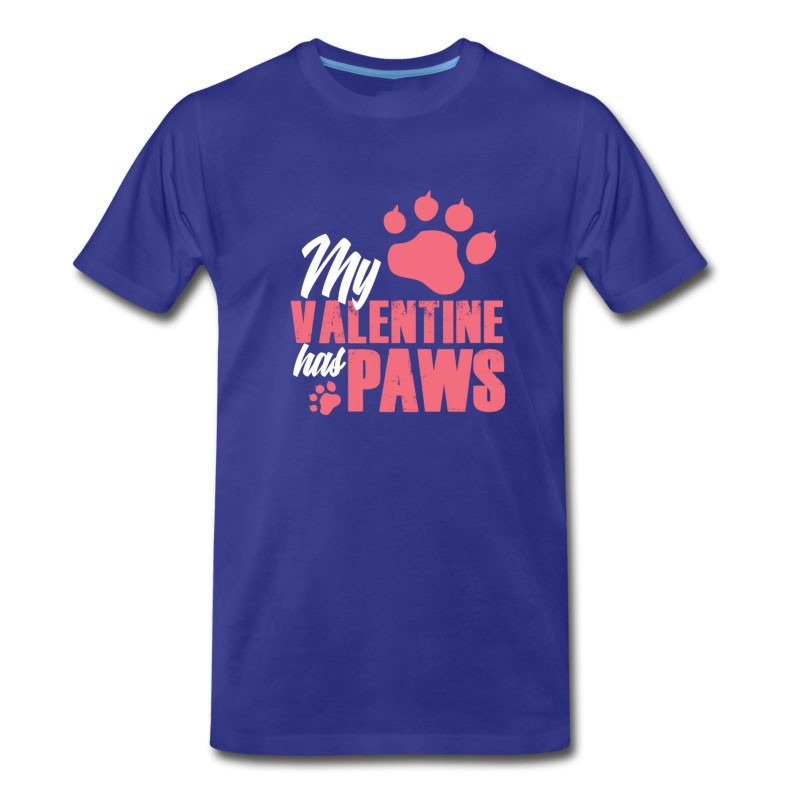 Men's My Valentine Has Paws Gift Cat Love Pet Cuddle T-Shirt