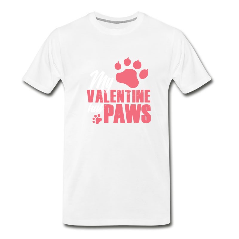 Men's My Valentine Has Paws Gift Cat Love Pet Cuddle T-Shirt