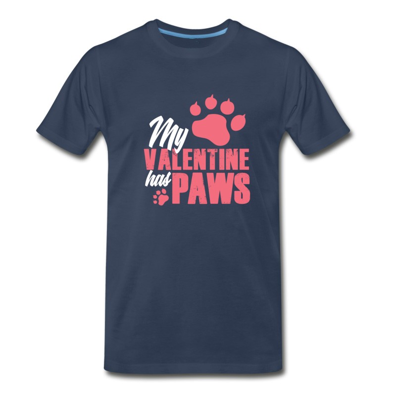 Men's My Valentine Has Paws Gift Cat Love Pet Cuddle T-Shirt