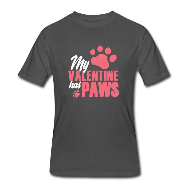 Men's My Valentine Has Paws Gift Cat Love Pet Cuddle T-Shirt