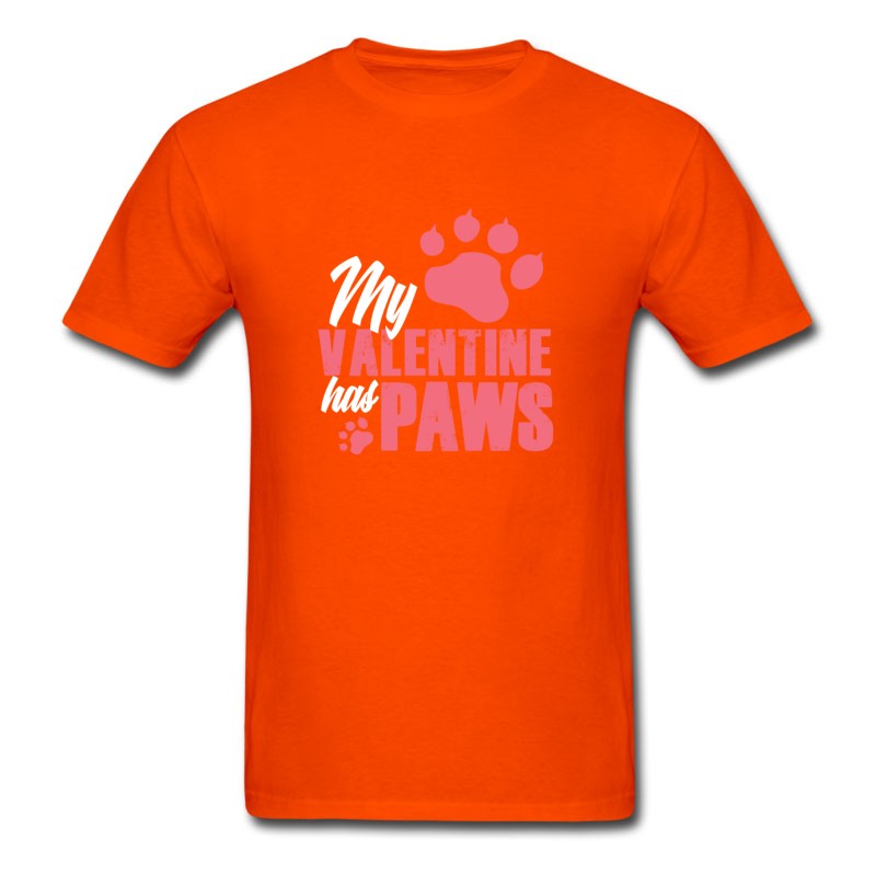 Men's My Valentine Has Paws Gift Cat Love Pet Cuddle T-Shirt