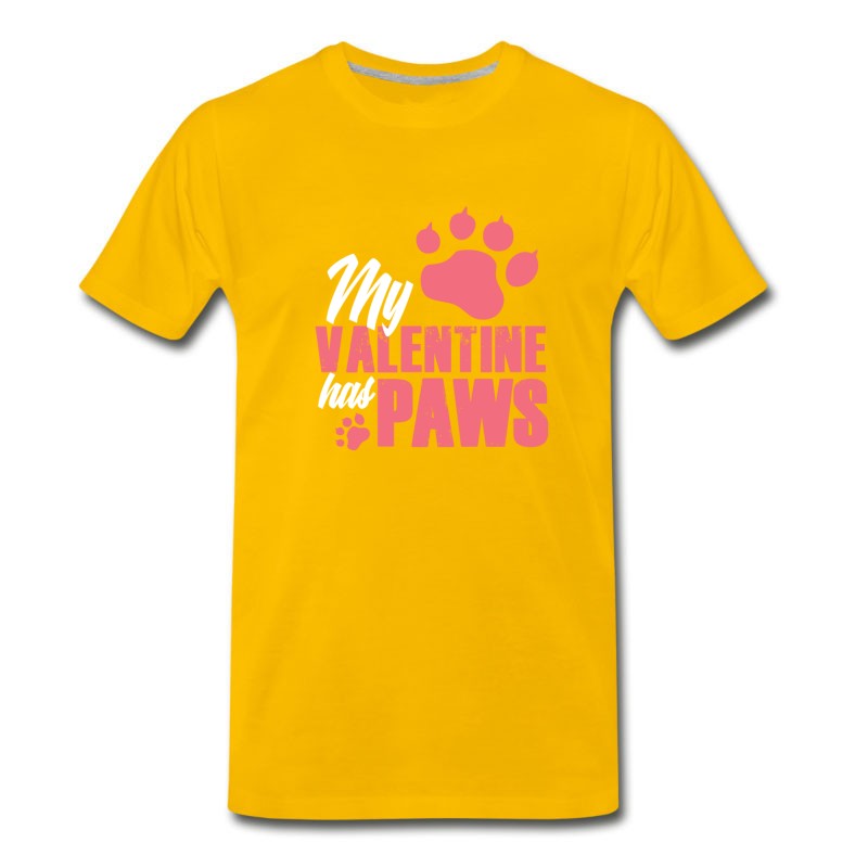 Men's My Valentine Has Paws Gift Cat Love Pet Cuddle T-Shirt