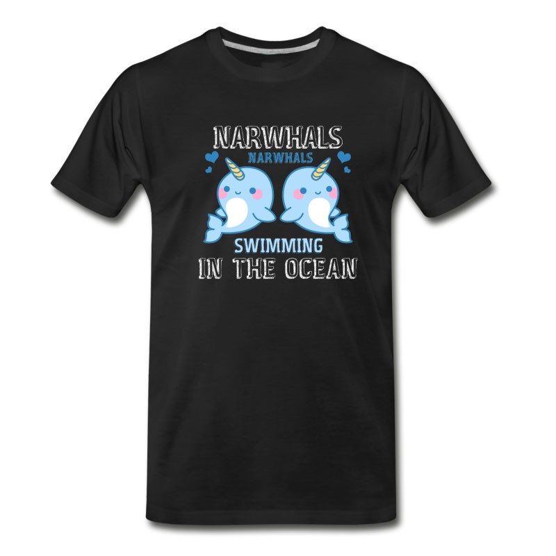 Men's Narwhals Swimming In The Ocean Shirt T-Shirt