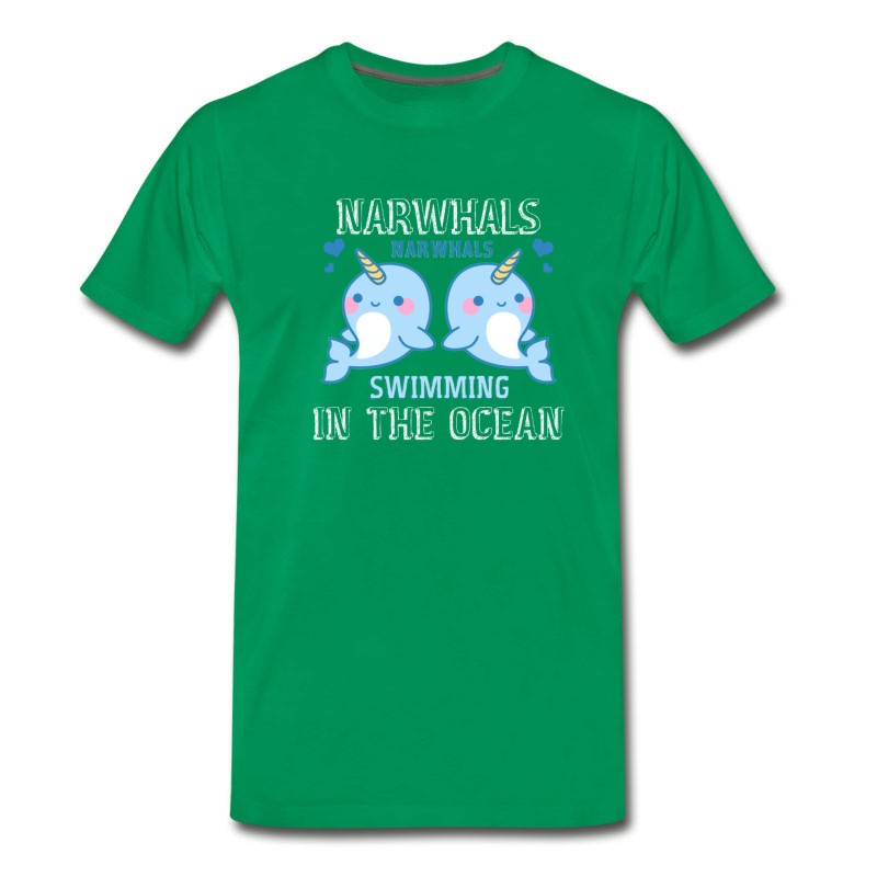 Men's Narwhals Swimming In The Ocean Shirt T-Shirt