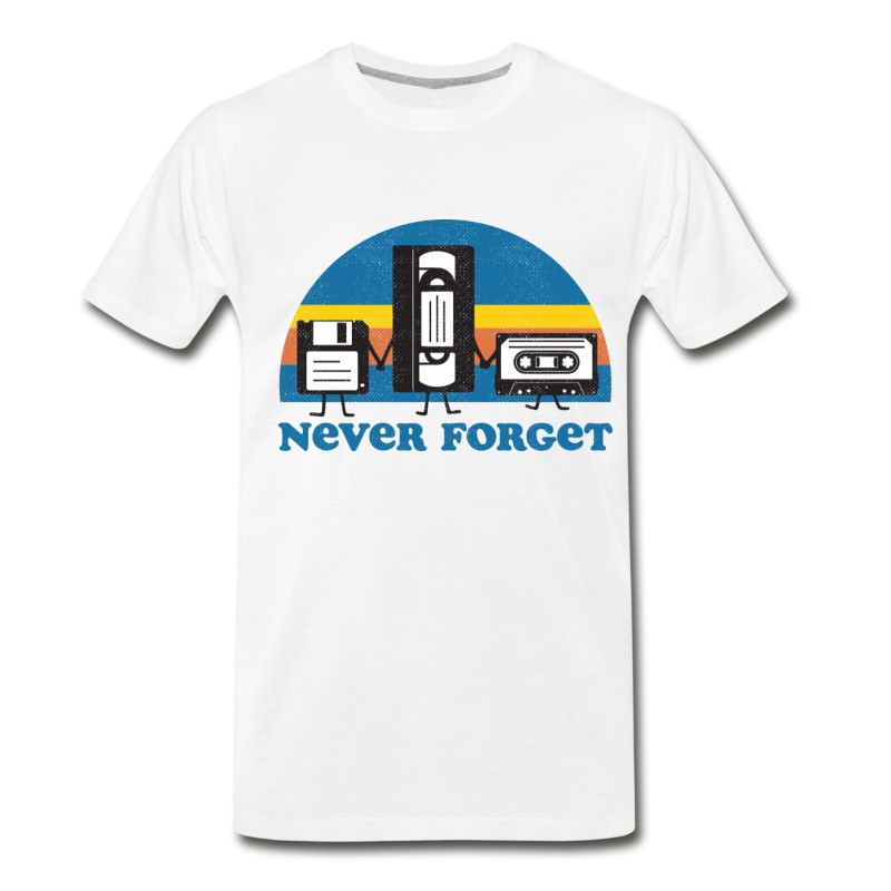 Men's Never Forget Floppy Disk, VHS And Casette Tape T-Shirt