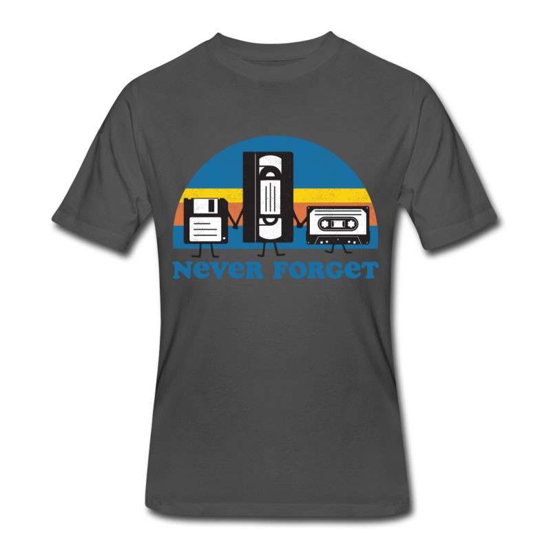 Men's Never Forget Floppy Disk, VHS And Casette Tape T-Shirt