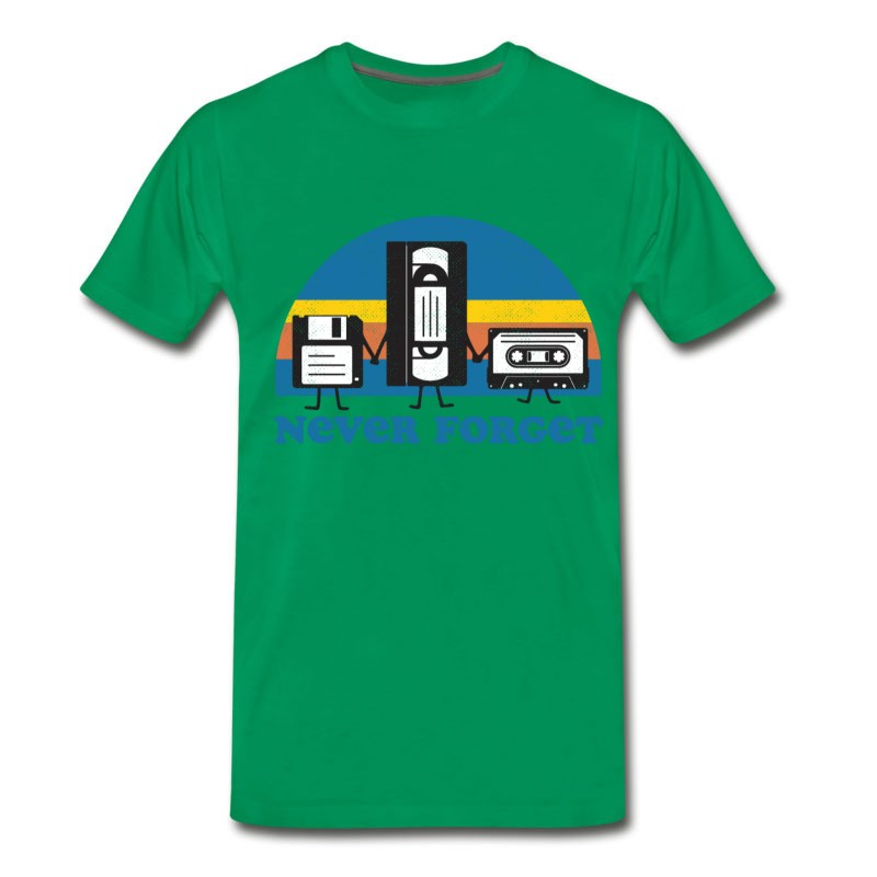 Men's Never Forget Floppy Disk, VHS And Casette Tape T-Shirt