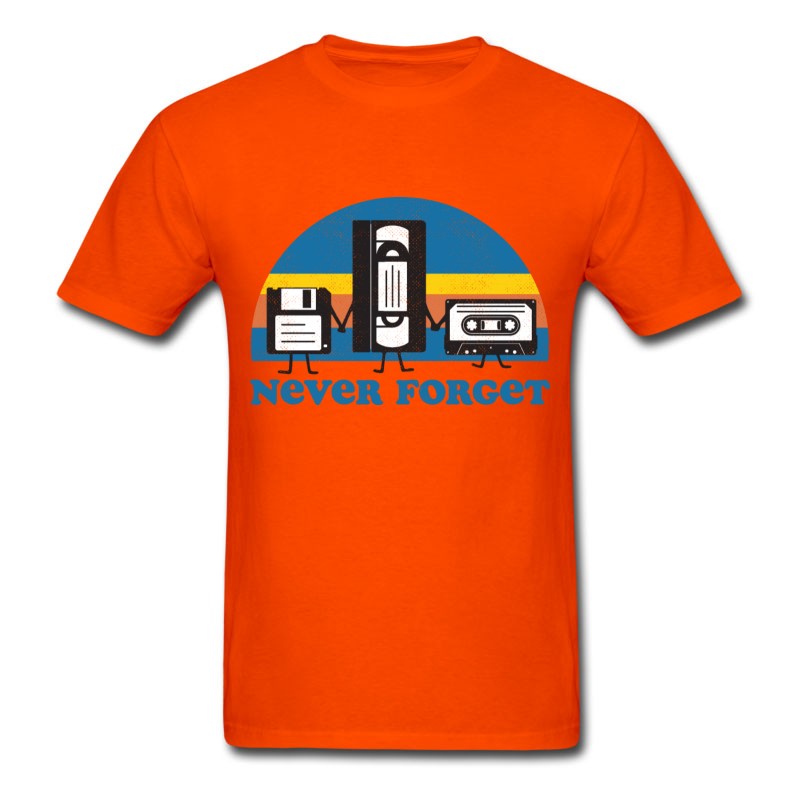 Men's Never Forget Floppy Disk, VHS And Casette Tape T-Shirt