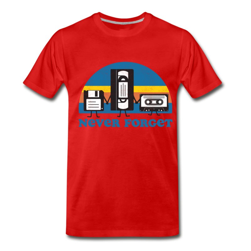 Men's Never Forget Floppy Disk, VHS And Casette Tape T-Shirt