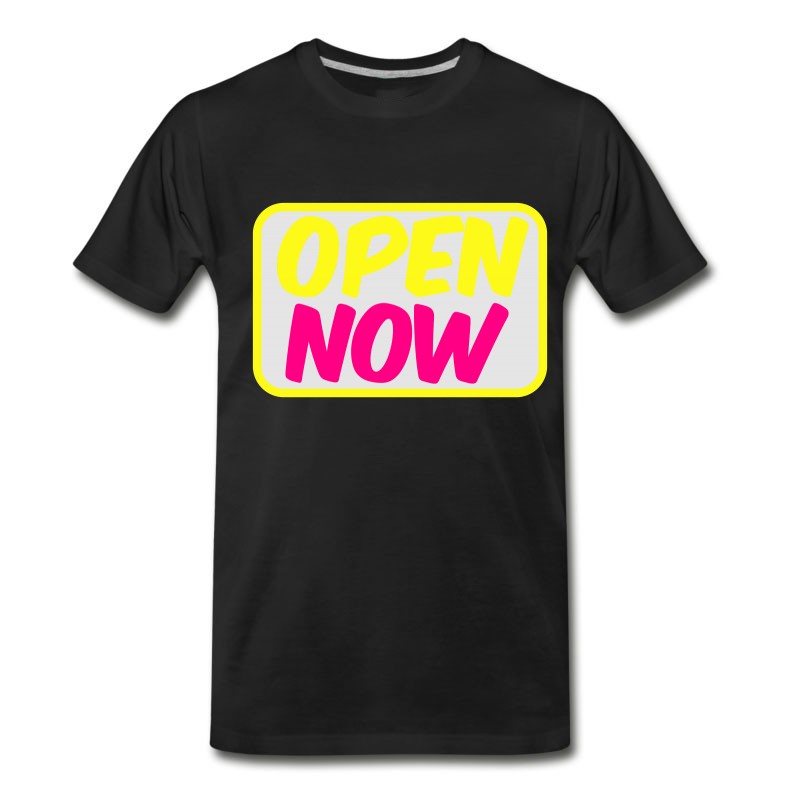 Men's Open Now Neon 80s Font Lights T-Shirt