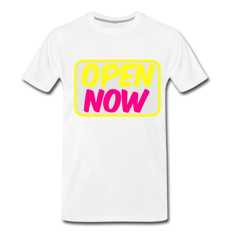 Men's Open Now Neon 80s Font Lights T-Shirt