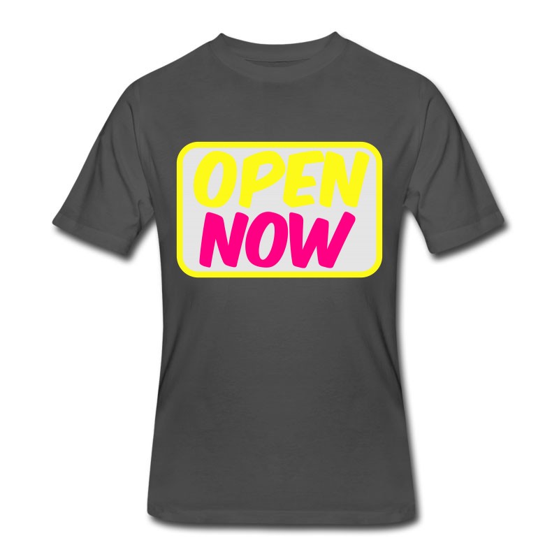 Men's Open Now Neon 80s Font Lights T-Shirt