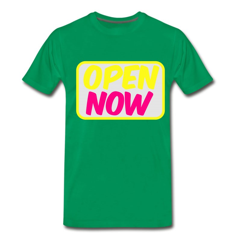 Men's Open Now Neon 80s Font Lights T-Shirt