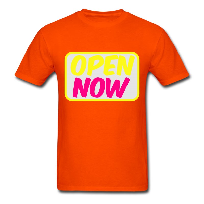 Men's Open Now Neon 80s Font Lights T-Shirt