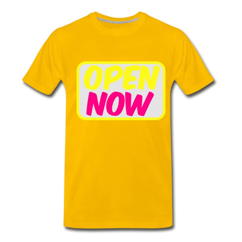 Men's Open Now Neon 80s Font Lights T-Shirt