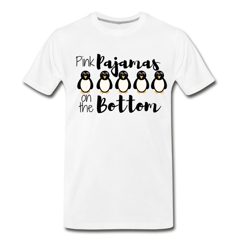 Men's Pink Pajamas Penguins On The Bottom T-Shirt