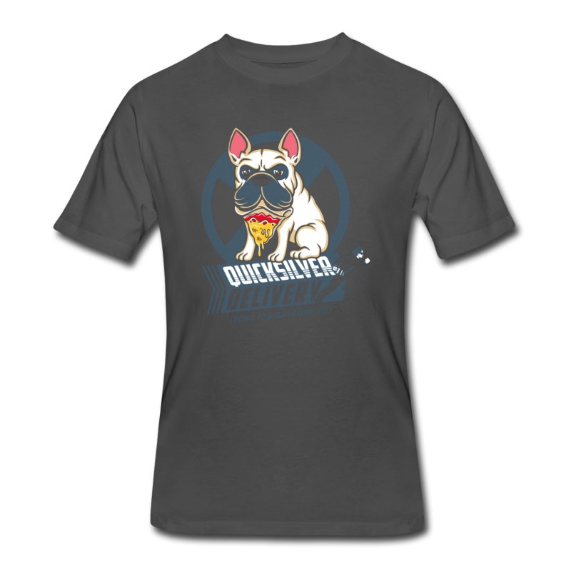 Men's Pizza Dog Pug Comics Quicksilver T-Shirt