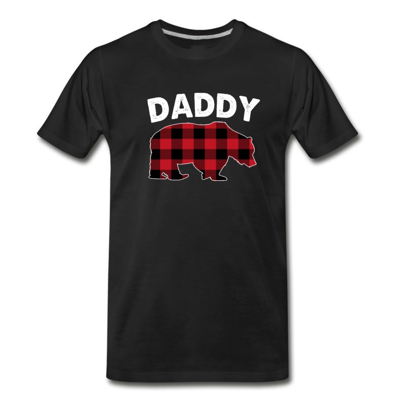 Men's Red Plaid Daddy Bear Buffalo Matching Family T-Shirt