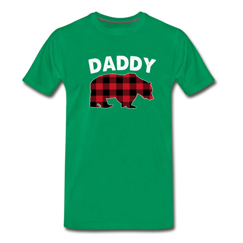 Men's Red Plaid Daddy Bear Buffalo Matching Family T-Shirt