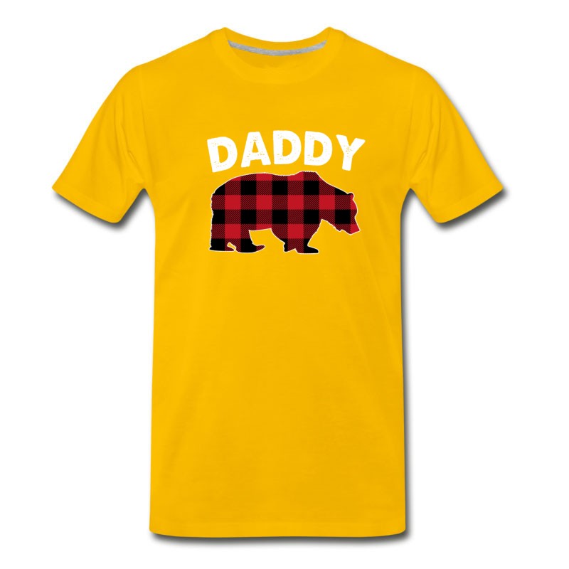 Men's Red Plaid Daddy Bear Buffalo Matching Family T-Shirt