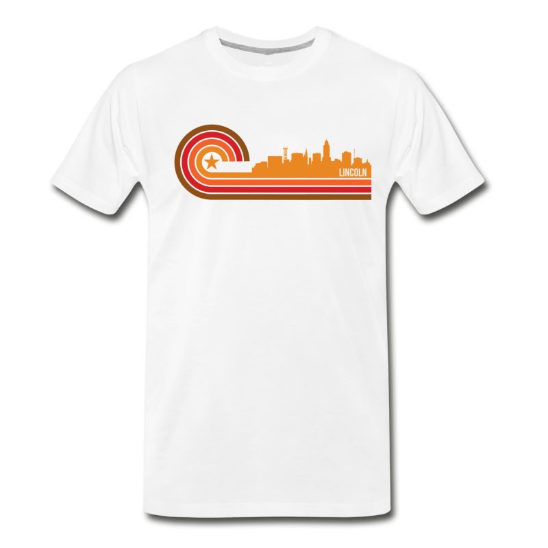 Men's Retro Style Lincoln Nebraska Skyline T-Shirt