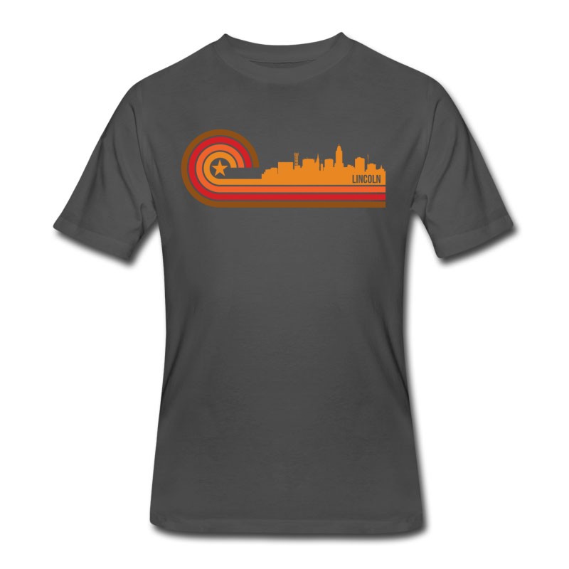 Men's Retro Style Lincoln Nebraska Skyline T-Shirt