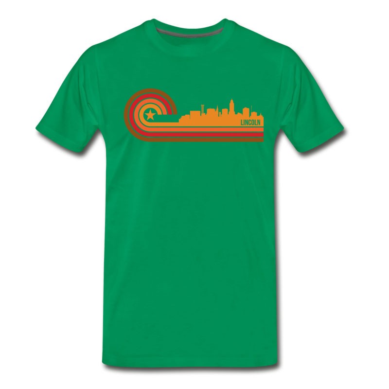 Men's Retro Style Lincoln Nebraska Skyline T-Shirt