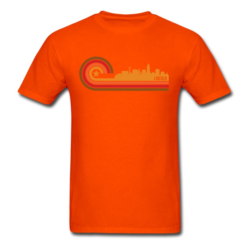 Men's Retro Style Lincoln Nebraska Skyline T-Shirt