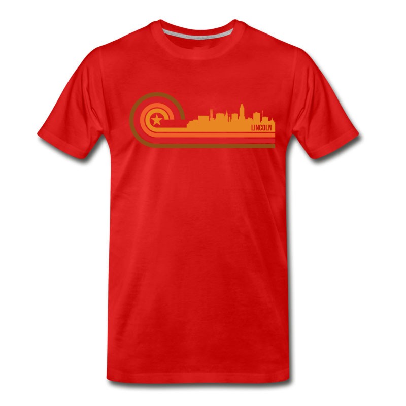 Men's Retro Style Lincoln Nebraska Skyline T-Shirt